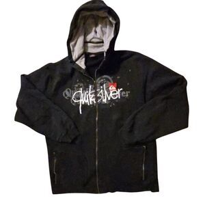 VTG Quik Silver Hoodie Full Zip Sweatshirt Spell Out Logo Grunge Skater